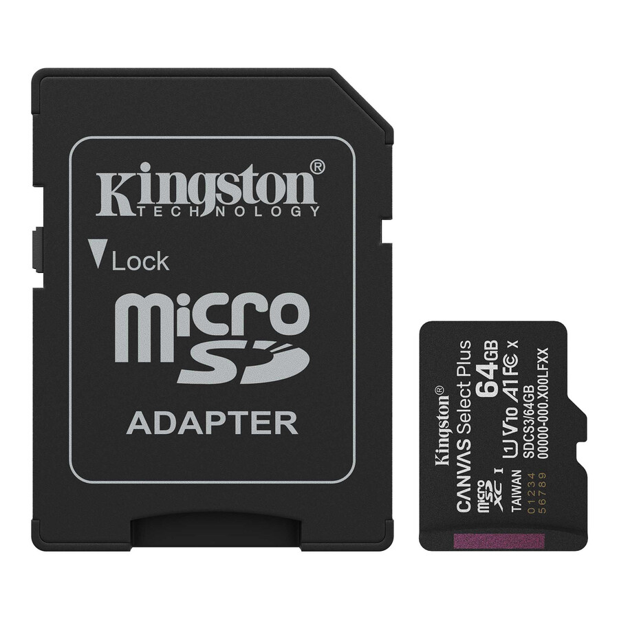 paměťová karta microsd canvas select plus - kapacita = 64 gb adaptér = žádný