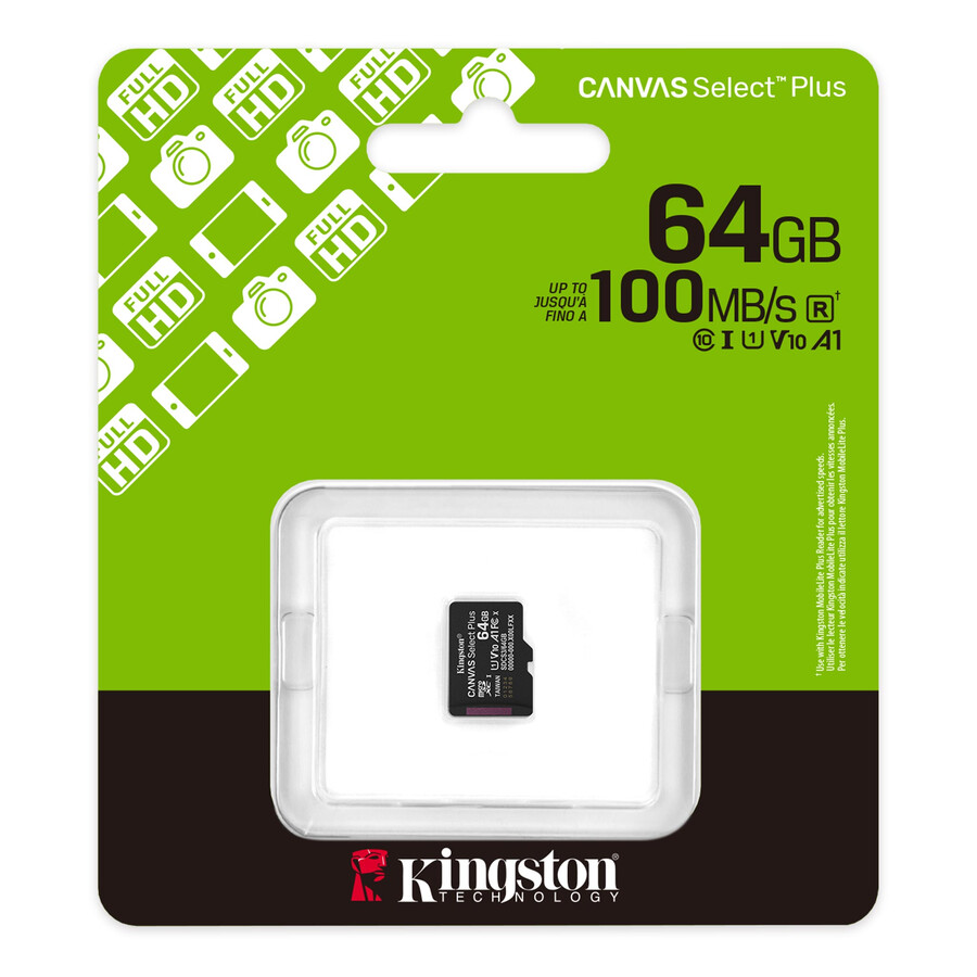 paměťová karta microsd canvas select plus - kapacita = 64 gb adaptér = žádný