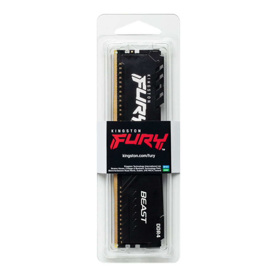 paměť kingston fury beast ddr4 - rychlost = 3200 mts celková kapacita sada = 8 gb sada = jeden modul hustota paměti dram = 8 gbit