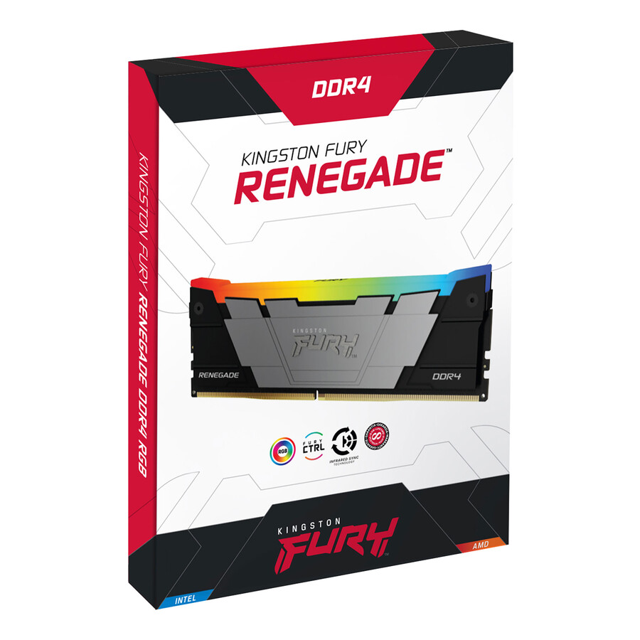 paměť kingston fury renegade ddr4 rgb - rychlost = 3600 mts celková kapacita sada = 128 gb sada = sada 4 ram hustota = 16 gbit