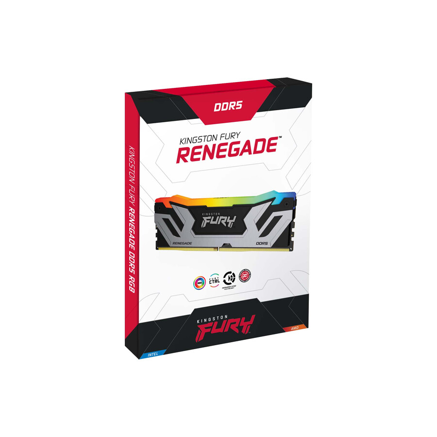paměť kingston fury renegade ddr5 rgb - typ modulu = udimm rychlost = 8000 mts celková kapacita sada = 48 gb sada = sada 2 dramů hustota bitů = 24 gb barva bitů = černá