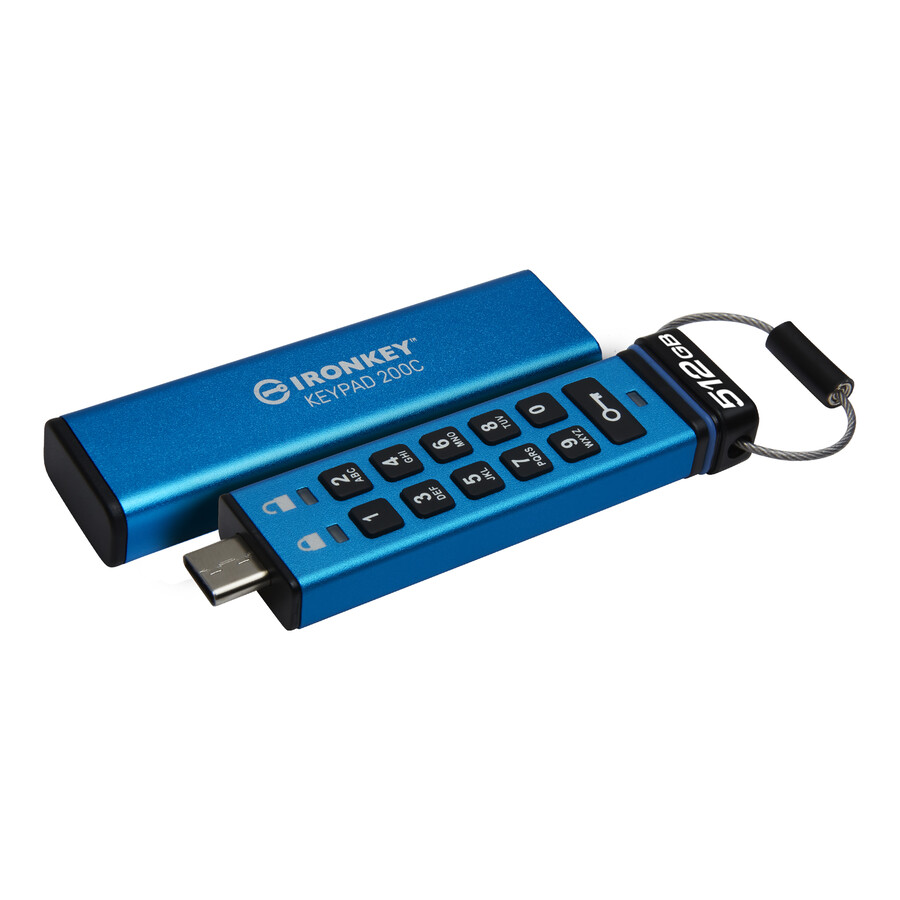 usb flash disk kingston ironkey keypad řady 200 - kapacita=16gb konektor=usb-c