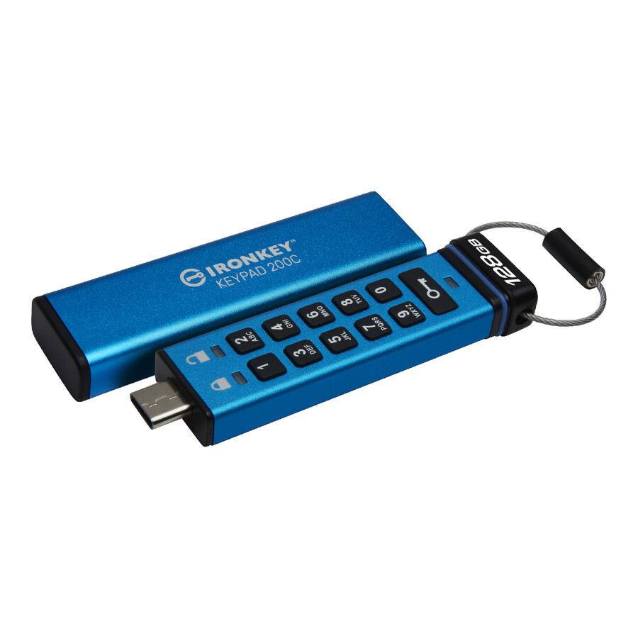usb flash disk kingston ironkey keypad řady 200 - kapacita=256gb konektor=usb-a