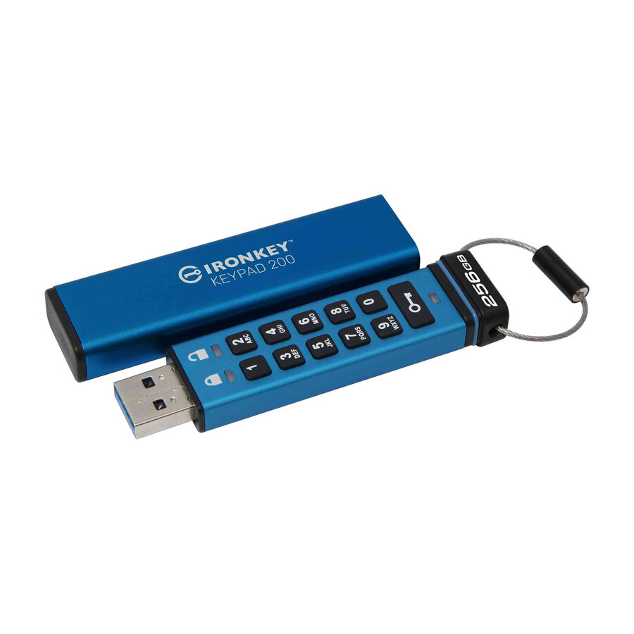 usb flash disk kingston ironkey keypad řady 200 - kapacita=256gb konektor=usb-a