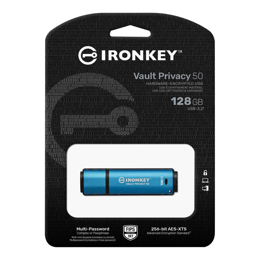 kingston ironkey vault privacy series 50 - kapacita=256gb rychlostní třída=usb 3.2 gen 1 konektor=usb-a
