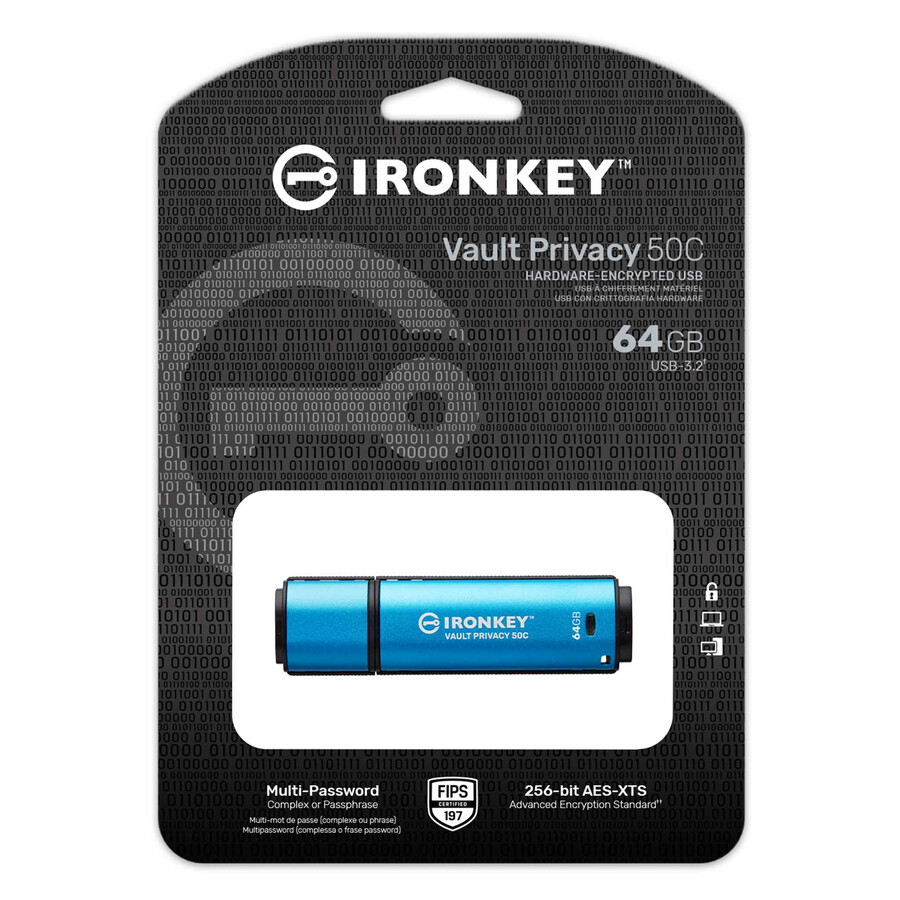 kingston ironkey vault privacy series 50 - kapacita=256gb rychlostní třída=usb 3.2 gen 1 konektor=usb-a