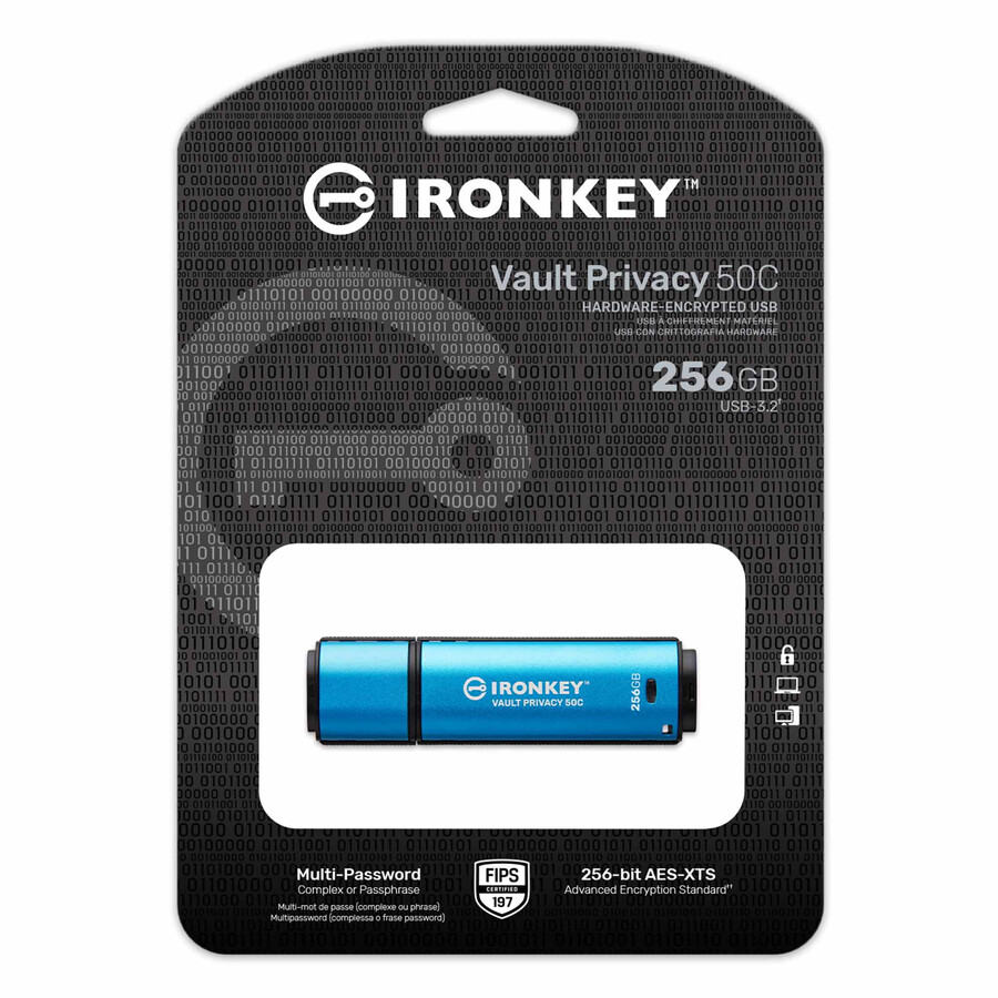 kingston ironkey vault privacy series 50 - kapacita=256gb rychlostní třída=usb 3.2 gen 1 konektor=usb-a