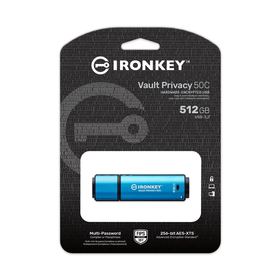 kingston ironkey vault privacy series 50 - kapacita=256gb rychlostní třída=usb 3.2 gen 1 konektor=usb-a