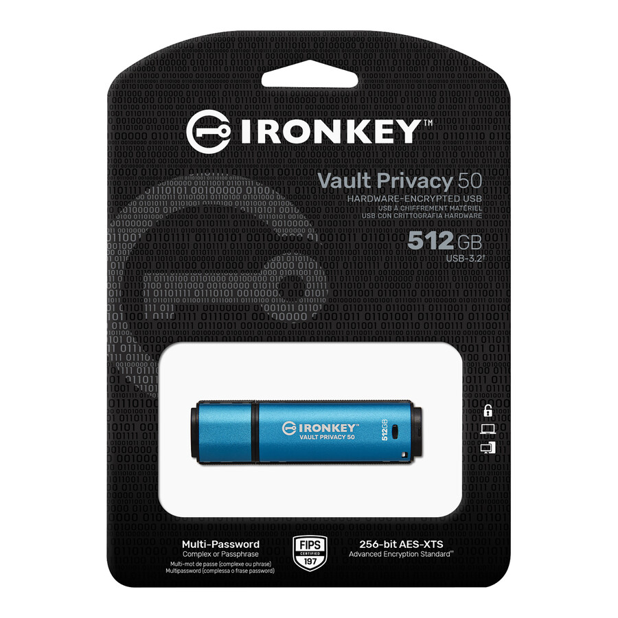 kingston ironkey vault privacy series 50 - kapacita=256gb rychlostní třída=usb 3.2 gen 1 konektor=usb-a